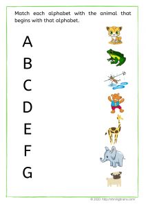 an alphabet with animals and letters on it