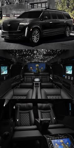 the inside and outside view of a limousine