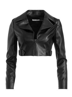 Shop Alice And Olivia's Yardley Vegan Leather Cropped Jacket In Black. See Our Entire Collection Of Leather + Suede. Enjoy Free Shipping And Returns On All Orders At Aliceandolivia.com. Black Cropped Leather Jacket, Crop Leather Jacket, Leather Jacket Cropped, Buckle Jackets, Boss Day, Cropped Black Jacket, Vtuber Model, Cropped Jackets, Crop Top Jacket