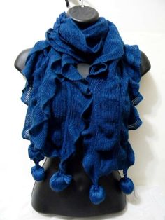 FASHION  SCARF                                                                                                       &nb Blue One Size Shawl For Winter, Blue One-size Winter Shawl, Blue Knitted Scarves One Size, Blue Knitted Scarf One Size, Blue Knitted Scarf, One Size, Blue Knitted One-size Scarf, Trendy Blue Winter Scarves, Blue Hand Knitted Winter Shawl, Hand Knitted Blue Shawl For Winter