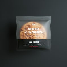 a close up of a bag of food on a black background with the words netflix and crunch