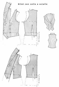 an image of the back and side views of a sewing pattern for a blouse or top