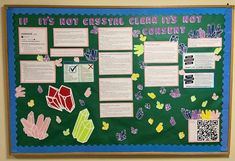 a bulletin board with different types of items on it and some words in the middle