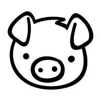 a pig's head is shown in black and white