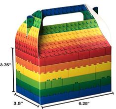 a box made out of legos is shown with the measurements for each piece in it