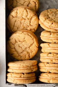 a box full of cookies sitting on top of a table