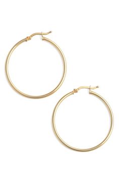 Product Image 0 14k Gold Hoop Earrings, Bony Levy, Earrings Hoops, Bronze Jewelry, Large Hoop Earrings, Earring Crafts, Yellow Gold Earring, Stunning Earrings, Sterling Silver Hoops