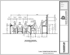 an architectural drawing shows how the kitchen and dining area are connected to each other, with one person sitting at a bar