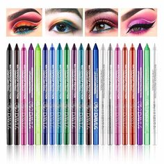 PRICES MAY VARY. [21 Colors Set]: The eyeliner set with 21 rainbow colors, which can brighten your charming eyes and provide you with unique eye makeup fashion. Compared to the traditional black eyeliner, the colorful one looks more energetic. The surprising eye makeup effects is fashionable and advanced. [4-IN-1Multi-Function Makeup Pen]: Our eyeliner pencil can be used not only as an eyeliner, but also as an eye shadow,eyebrow and lip liner.The multi-funtional design saves you time and cost on Colors Eyeliner, Professional Eye Makeup, Colorful Eyeliner, Eye Makeup Set, Eyeliner Set, Gel Eyeliner Pencil, Pencil Eye, Eyeshadow Pencil, Waterproof Eyeshadow