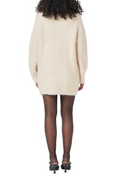 An oversized fit brings relaxed vibes to this fuzzy sweater-dress with chunky ribbing. Slips on over head V-neck Long sleeves 53% acrylic, 18% nylon, 18% polyester, 10% wool, 1% spandex Hand wash, dry flat Imported Oversized V-neck Sweater Dress For Winter, Cozy Chunky Knit Sweater Dress For Spring, Oversized Ribbed Sweater Dress For Winter, Fuzzy Sweater Dress, Rib Sweater, Fuzzy Sweater, Nordstrom Store, Ribbed Sweater, Sweater Dress