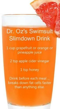 Dr. Oz's Swimsuit Slimdown Drink Recipe 1200 Calorie Diet Meal Plans, Orange Drink, Slim Down Drink, Resep Smoothie, Resep Diet, Dr Oz