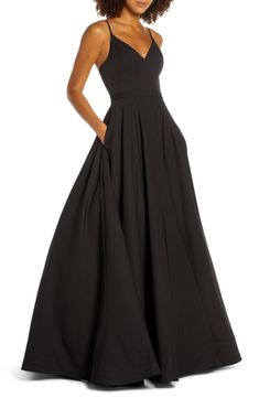 Mac Duggal V-Neck Crepe Ballgown | Nordstrom Organza Gowns, Ball Skirt, Crepe Gown, Mac Duggal Dresses, Ball Gown Skirt, Floral Sheath Dress, Long Sleeve Sequin, Mac Duggal, A Line Gown