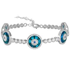 Give your jewelry box an esoteric refresh with this cubic zirconia-studded Sunkissed Sterling sterling silver evil eye bracelet. Click on this JEWELRY & WATCHES GUIDE to learn about fit, styles, materials and more! Give your jewelry box an esoteric refresh with this cubic zirconia-studded Sunkissed Sterling sterling silver evil eye bracelet. Click on this JEWELRY & WATCHES GUIDE to learn about fit, styles, materials and more! FEATURES Length: 8.25 in. Clasp: lobster-claw Nickel free Metal: sterl Sterling Silver Tennis Bracelet With Sparkling Stones, Silver Crystal Tennis Bracelet As Gift, Silver Crystal Diamond Bracelet, Sterling Silver Tennis Bracelet With Sparkling Stones As Gift, Sterling Silver Crystal Bracelet With Sparkling Stones, Round Crystal Tennis Bracelet As A Gift, Round Crystal Tennis Bracelet For Gift, Cubic Zirconia Crystal Bracelet Gift, Sterling Silver Round Crystal Bracelet For Anniversary