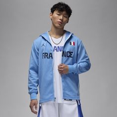 Rep your nation in this France basketball jacket. Advanced sweat-wicking tech helps keep you dry and comfortable while squad details let your rep your country with every shot. France Basketball, Basketball Jacket, Blue Obsidian, Basketball Game, Basketball Games, Jordans For Men, Mens Basketball, Mens Outerwear, Nike Dri Fit