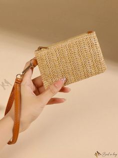 Bird in Bag - Bohemian Chic Mini Straw Beach Purse with Detachable Wrist Strap Summer Rectangular Wristlet For Everyday Use, Everyday Summer Rectangular Wristlet, Adjustable Beige Rectangular Wristlet, Beach Purse, Pattern Composition, Wristlet Clutch, Purse Strap, Style Minimalist, Bird In Bag