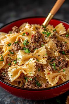 Pasta With Ground Beef, Beef Pasta Recipes, Bow Tie Pasta, Farfalle Pasta, Beef Pasta, Bowtie Pasta, Rib Recipes, Interesting Food Recipes, Pretty Food