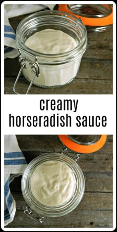 creamy horseradish sauce in a glass jar