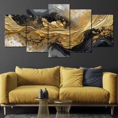 Golden Dream - NicheCanvas Black And Gold Decor, Dream Abstract, Emotional Depth, Contemporary Canvas, Artist Collective, Home Decor Crate, Elegant Frame, Artwork Display, Gold Art