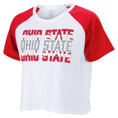 a white and red shirt with the words ohio state on it