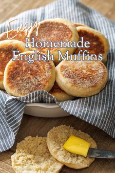 These classic English muffins are crispy on the outside with the classic nooks and crannies you expect from the packaged muffin, but these taste so much better. You don't even have to toast them when they're fresh because they are so soft. The dough can also be refrigerated overnight to cook fresh English muffins for breakfast in the morning. English Muffin Recipe Videos, Home Made English Muffins, Thomas English Muffins, English Muffin Recipe, English Muffin Bread, English Muffin Recipes, Homemade English Muffins, Snack Shack, Nooks And Crannies