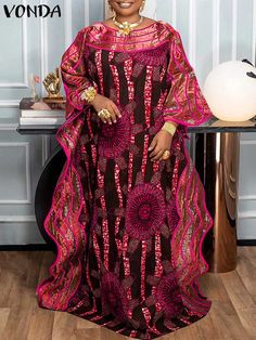 Plus Size 5XL VONDA Bohemian Women Long Dress Summer Printed Ruffled Maxi Sundress Flare Sleeve Afro Outfits, Ruffle Long Dress, Bohemian Dresses Long, Flare Sleeve Dress, Maxi Sundress, Vintage Flare, Flare Sleeves, Plus Size Vintage, Weekend Brunch