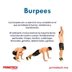 an image of a man doing push ups on his knees and back with the words burpees written in spanish