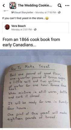 an open book with writing on it next to a handwritten recipe for the wedding cake