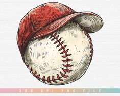 a drawing of a baseball with a red hat on it's head and the words 300 piping file