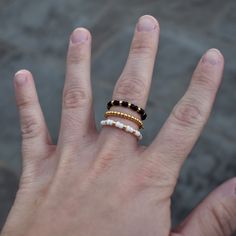 Stretchy Beaded Rings - Approximately Size 6 But Can Fit Slightly Up Or Down. Handmade Handmade White Stackable Rings For Everyday, Everyday White Handmade Stackable Rings, Adjustable Stackable White Midi Rings, Minimalist Everyday Beaded Rings, Minimalist White Beaded Rings, Seed Bead Rings, Rings Colorful, Summer Necklaces, Stretch Rings