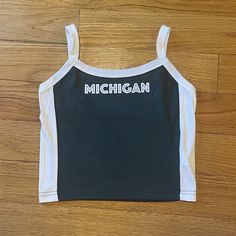 White and green Michigan cropped tank! Perfect for tailgating or showing spirit! Michigan State Football, Womens Tank Tops, University Of Michigan, Gameday Outfit, Michigan State, Pretty Clothes, Fit Ideas, Womens Tank, Crop Tank