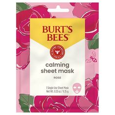 Burt's Bees Calming Sheet Mask with Rose Hydrating Face Mask, Natural Skincare Brands, Facial Sheet Mask, Face Sheet Mask, Hydrated Skin, Burt's Bees, Pink Peony, Improve Skin Texture, Just Because Gifts