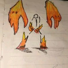 a drawing of two hands reaching for something in the air with fire coming out of them