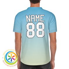 Score a home run with the Blue Sky Gradient Baseball Jersey! Whether you're hitting the field or just want to look stylish, this jersey has got you covered. Personalize it with a team name or your own and make it the perfect gift for any occasion. A guaranteed win for hard-to-buy people, even moms love it! We create funky & fun! Personalized with your Team's name, player's number and name! 100% Polyester material for men's baseball shirts Available sizes: S-4XL suitable for unisex wear Lightweight and soft fabric with short sleeves 5 Buttons closure and personalized with logo, name and number Classic V-neck Great for sports, or being in the stands, recreational teams Suitable for sports teams Note: Hand or Machine wash, no bleach or soaking, hang dry or low heat. We can create and customiz Sky Gradient, Mens Baseball Shirts, The Blue Sky, Home Run, Team Name, Sports Teams, Custom Quotes, Look Stylish, Baseball Shirts