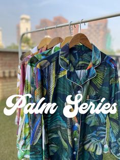 "Pajamas are evergreen and this palm series is just the thing you can't keep your hands off. 👓 Summer Collection -2022 👓 These shirts are the best gifts for your family members, bridesmaids, in laws to be, bachelorette parties and beach parties. 🍾To add-on to the fun, you can Embroider them with names, titles, single or triple initials, dates , logos on the pocket, cuff and back, at a very small extra cost. ⚠Mention the 3 letter monograms if any, in the order of how they should appear or firs Bride Pajamas, Party Pajamas, Bridal Party Pajamas, Bride Pajama, Bridesmaid Pajamas, Bridesmaid Pjs, Bridal Pajamas, Banana Leaf Print, Bridesmaid Pyjamas