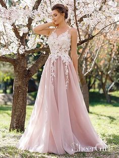 Cheap Pink Vintage Prom Dresses Plus Size Lace Applique Modest Prom Dresses ARD1200-SheerGirl Gaun Tulle, Light Pink Prom Dress, Gaun Koktail, Modest Prom, Pink Prom Dress, Prom Dresses Modest, Dresses Mermaid, Pink Prom, A Line Prom Dresses