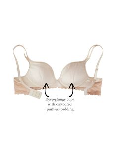 Quick Overview: Contoured, push-up bra Deep-plunge Underwire Hand wash, line dry Shell: 88% Polyamide, 12% Elastane; Lining: 100% Cotton Description & Fit Tips There is a lot to love about our petite push-up bra, "Kymber" [V003]. Let's start with the sculpted silhouette you'll get from the soft molded cups. Then, add the level 2 out of 5 contoured push-up and you've got just the right amount of lift and curve for your smaller figure. The deep-plunge neckline lets you show off your boosted cleava Petite Body Types, Small Bra, Average Body, Push Up Pads, Deep Plunge, Petite Pants, Petite Women, Bra Styles, Plunging Neckline