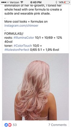 Pearl Pink Blonde Hair, Pink Hair Wella Formula, Platinum Blonde Hair Pink Tone, Pastel Pink Hair Formula, Light Pink Blonde Hair Rose Gold, Wella Hair Color, Redken Hair Color, Redken Hair Products, Hair Toner