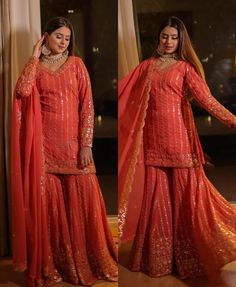 #eBay #eBayStore #eBaySeller #Pakistani #WinterSummerAndSpring #georgette #Handmade #SalwarKameez #ThreadSequenceWork #India #RoundNeck #Knee #Orange #Women #YesFullyStitched #foreid Wedding Palazzo Set With Cutdana And Long Sleeves, Long Sleeve Chinon Sharara With Cutdana, Cutdana Palazzo Set Long Sleeve For Weddings, Long Sleeve Palazzo Set With Cutdana For Weddings, Cutdana Palazzo Set For Wedding, Bollywood Style Palazzo Set With Cutdana For Wedding, Wedding Palazzo Set With Cutdana For Eid, Semi-stitched Cutdana Palazzo Set For Wedding, Unstitched Wedding Palazzo Set With Cutdana