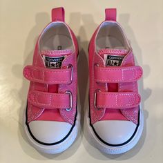 Brand New, Never Used Sz 7 Converse Carnation Pink Velcro Straps Cute Low-top Canvas Shoes For School, Spring Low-top Sneakers, Low-top Non-slip Canvas Shoes For School, Non-slip Low-top Canvas Shoes For School, Pink Slip-on Sneakers For School, Cute Non-slip Sneakers For School, Casual Slip-on Sneakers For Daycare, Pink Low-top Sneakers For Daycare, Pink Closed Toe Sneakers For Playtime