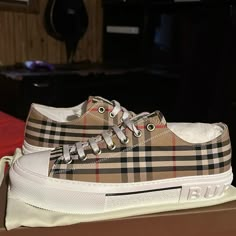 Burberry Shoes ,New Not Used Before, Zise (11 Uk )(45 Eur)Size Designer Custom Sneakers With Vulcanized Sole, Burberry Sneakers Outfit, Luxury Sneakers Men, Cute Converse Shoes, Burberry Sneakers, Sneakers Outfit Men, Cute Converse, Velcro Sneakers, Shoe Wishlist