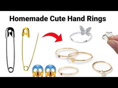 someone is holding their hand rings in front of some other items with the words homemade cute hand rings on them