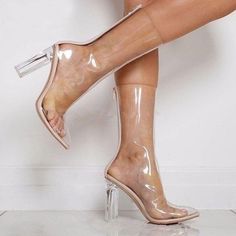 Item Type: Boots Perspex Gender: Women Toe Shape: Pointed Toe Heel Height: High 3.15inch (8cm) Closure Type: Zipper Color: Clear Talon Transparent, Transparent Boots, Clear Chunky Heels, Summer Boots, Women Ankle Boots, Peep Toe Shoes, Chunky Heels Sandals, Clear Heels, Pointed Toe Heels