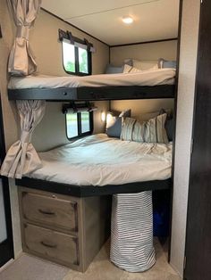 the bunk beds in this rv are made to look like they have been built into each other