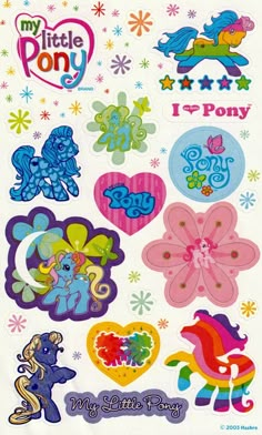 the pony stickers are all different colors and shapes, but one is not very colorful