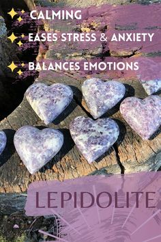 Lepidolite is a calming stone that helps to ease stress and anxiety, allowing one to focus on the present moment. It works to balance the emotions and helps one to find their centre, preventing extreme emotional shifts. It assists the heart in healing and releasing emotional traumas, old behavioural patterns, and fear of the unknown. Check out the Lepidolite carved hearts from Brazil at Wilderness Crystals! Crystals For Cleansing, Focus On The Present, Crystals For Healing, Physical Healing, Fear Of The Unknown, Carved Heart