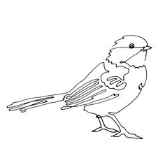 a black and white drawing of a bird