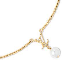 LOUIS VUITTON® - Lv Iconic Louisa Necklace - Gold Louis Vuitton Jewelry Necklaces, Lv Necklace, Lv Jewelry, Expensive Necklaces, Resin Pearl, Louis Vuitton Official Website, Signature Necklace, Louis Vuitton Jewelry, Wear Necklaces