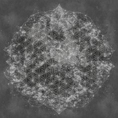 the flower of life is depicted in this black and white photo, which appears to be drawn