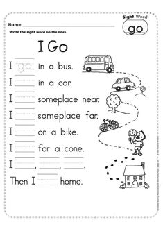 a worksheet with words and pictures to help students learn how to read the word i go