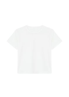 Color: White Lightweight cotton jersey Boxy fit Waist length Crew neckline Vertical back stitch detailing Slip-on style Unlined 100% Cotton Machine Wash Cold By The Frankie Shop. Imported Solid Color Boxy Fit Crew Neck Top, Solid Boxy Fit Crew Neck Top, Solid Crew Neck Top With Boxy Fit, Boxy Solid Color Crew Neck Top, Summer Boxy Fit Top With Shirttail Hem, Simple Boxy Fit Crew Neck Top, Classic Boxy Fit Crew Neck Top, Simple Boxy Crew Neck Top, Basic Relaxed Fit Plain Tops